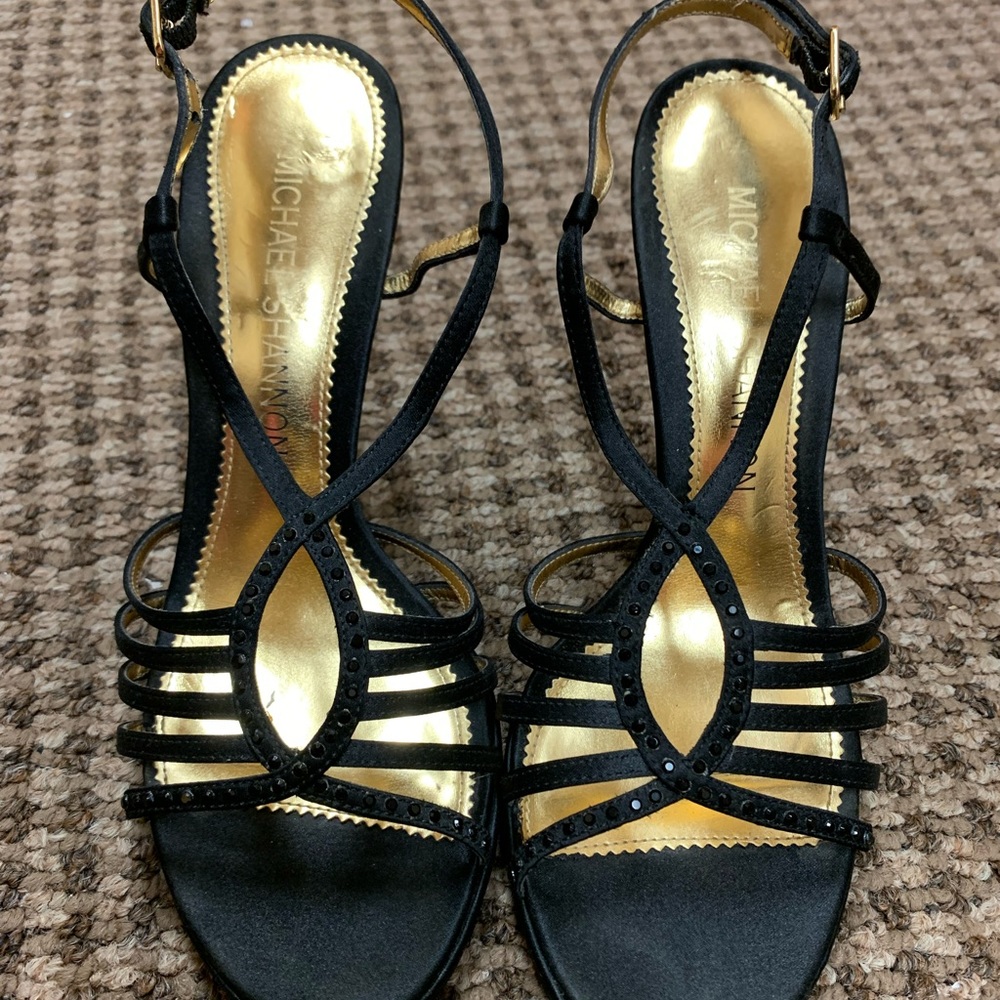 Michael Shannon black heels with sparkle